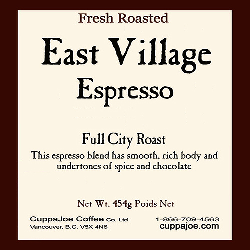 CuppaJoe Coffee Roasters East Village Espresso Blend